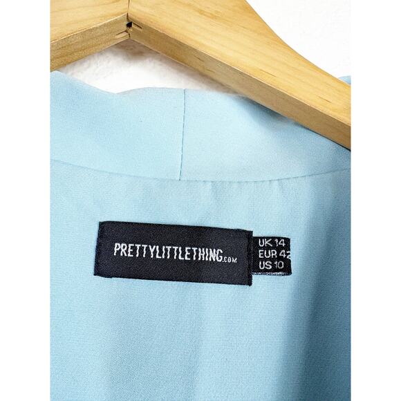 PrettyLittleThing Double Breasted Asymmetric Blazer Dress Size 10 Baby Blue - Picture 5 of 14